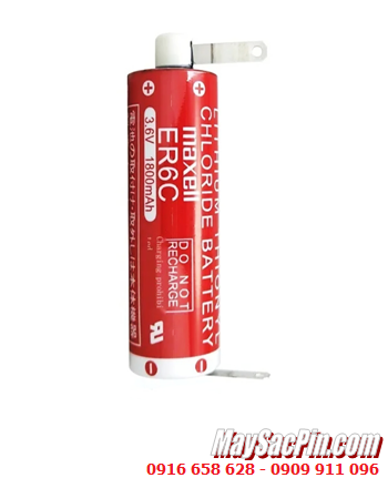 Maxell ER6C (Đầu sứ, chân thép); Pin nuôi nguồn PLC Maxell ER6C 3.6v AA1800mAh Lithium Thionyl Chloride